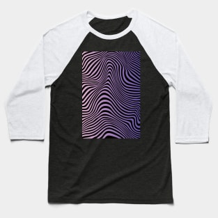 Purple Liquid Marble Wave Lines Op Art Abstract Baseball T-Shirt